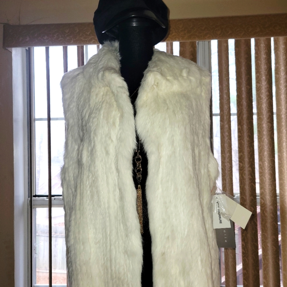 New off white fur vest